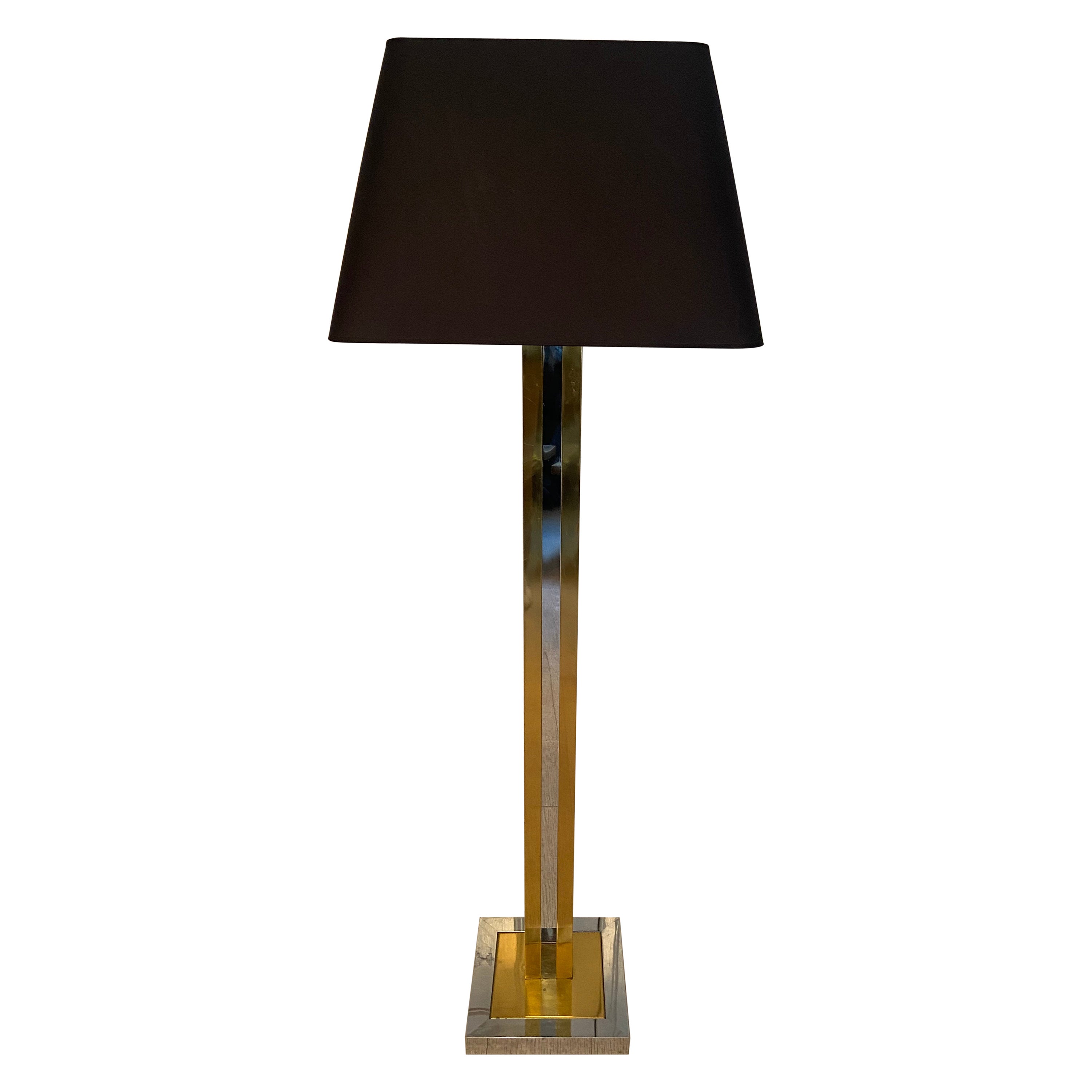 Chrome and Gold Floor Lamp, Italy, 1970s For Sale