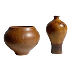 Pair of Miniature Vases Annikki Hovisaari for Arabia Finland 1960s Stoneware
