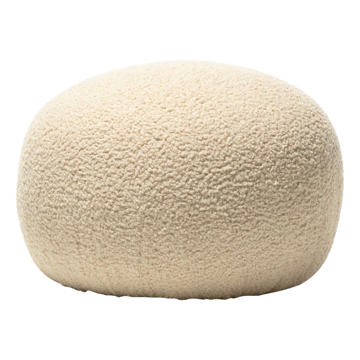 Post Modern Directional Pouf Ottoman in Ivory White Boucle For Sale