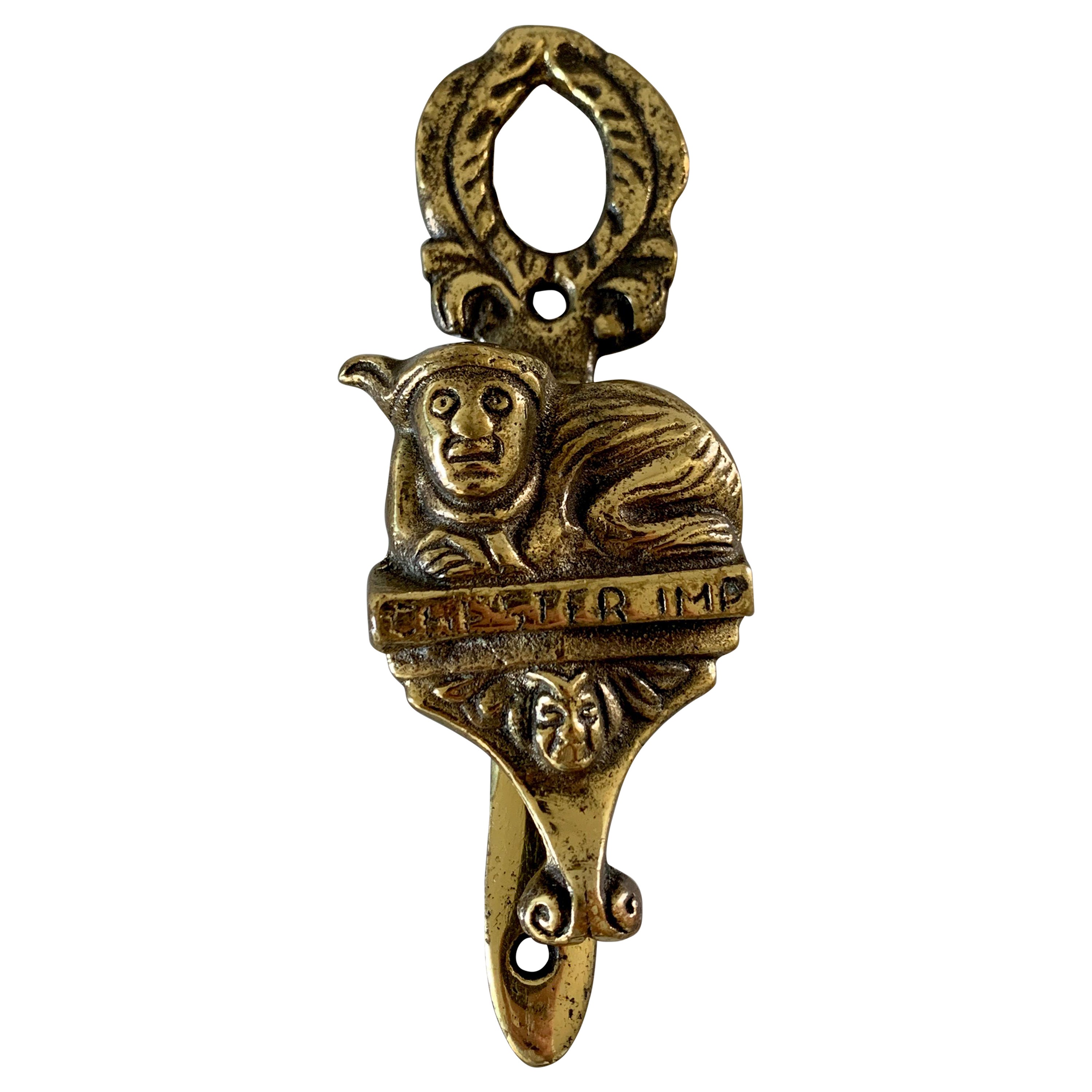 Vintage Cast Brass English Chester Imp Door Knocker For Sale