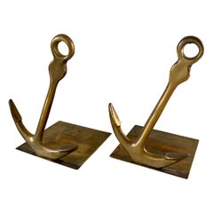 Vintage Solid Cast Brass Anchor Bookends