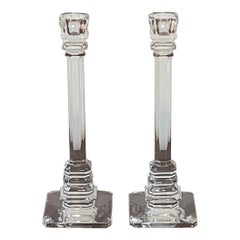 Pair of Val Saint Lambert Crystal Candle Stick Holders for Tiffany & Co.