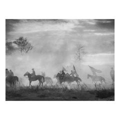 Signiert A. Aubrey Bodine, ''Early Morning Charge''. Gelatinesilberdruck