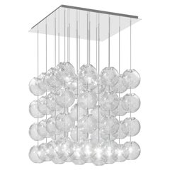 Vistosi Pendant Light in Crystal Striped Glass And Mirrored Steel Frame