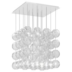 Vistosi Pendant Light in Crystal Striped Glass And Glossy White Frame