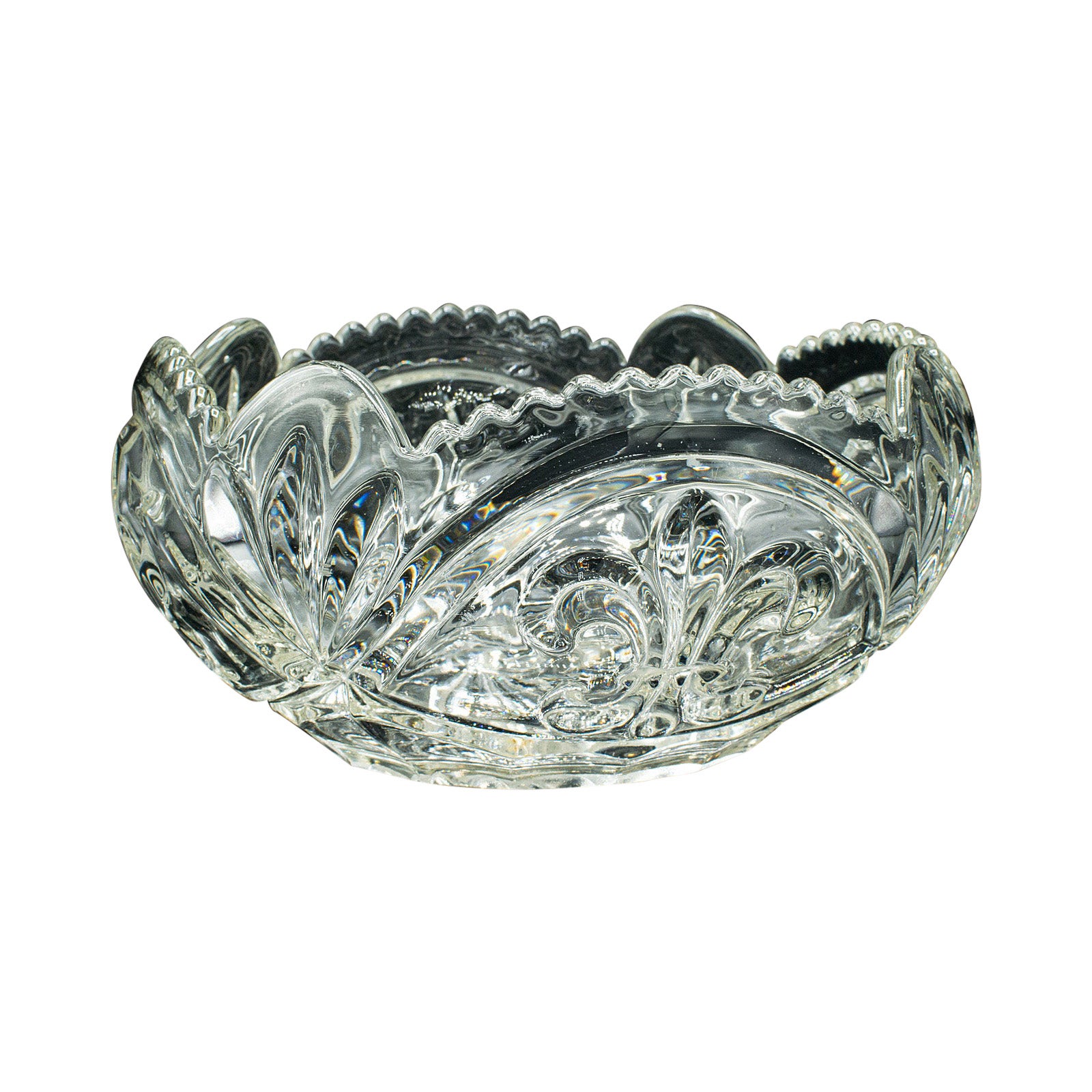 Vintage Decorative Fruit Bowl, French Cut Glass, Dish, Fleur De Lys