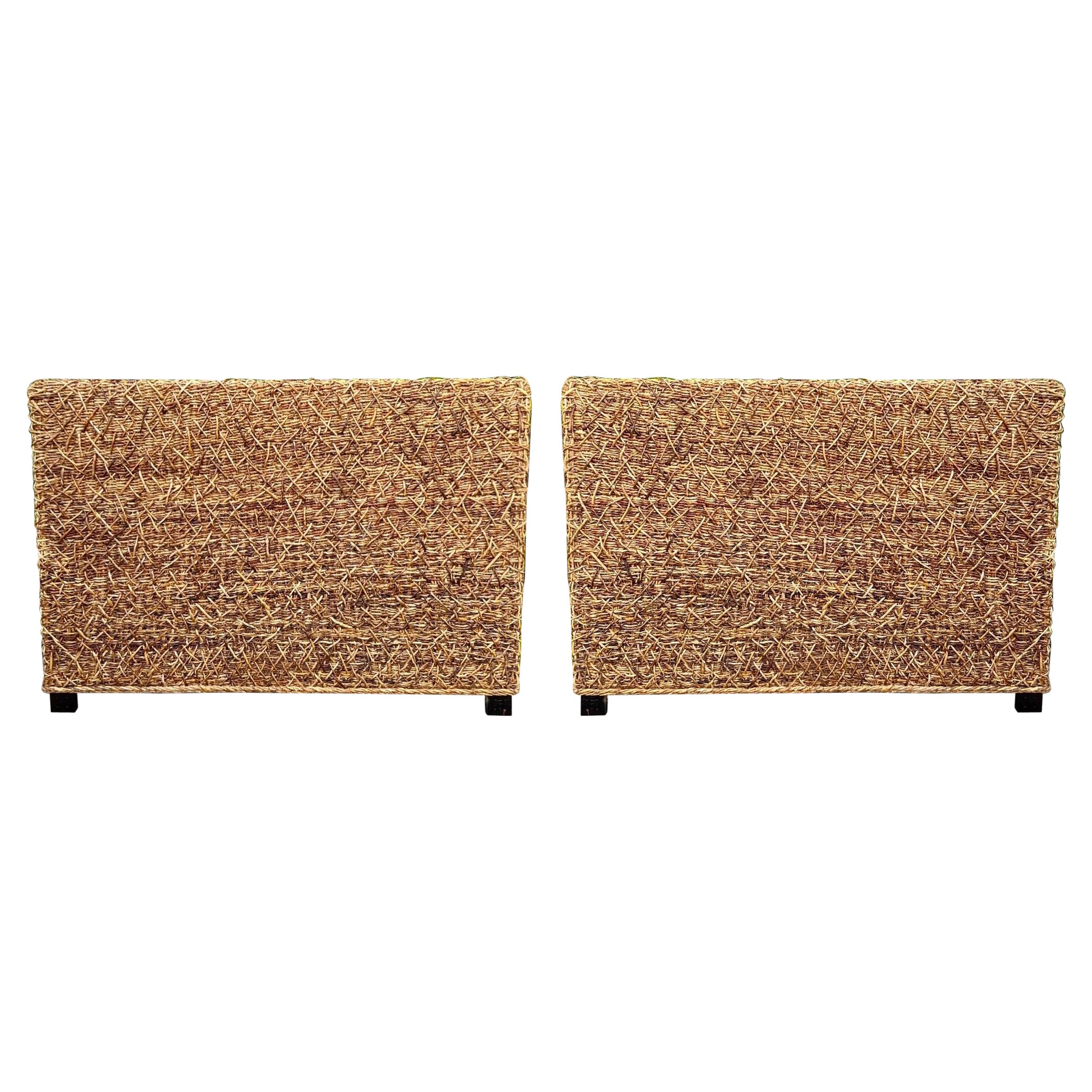 Vintage Coastal Headboards in Natural Woven Fibers, Full Size  For Sale