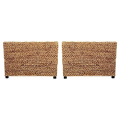 Vintage Coastal Headboards in Natural Woven Fibers, Full Size 
