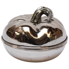 Vintage Italian Silver-Plated "Pumpkin" Lidded Serving/Candy Dish