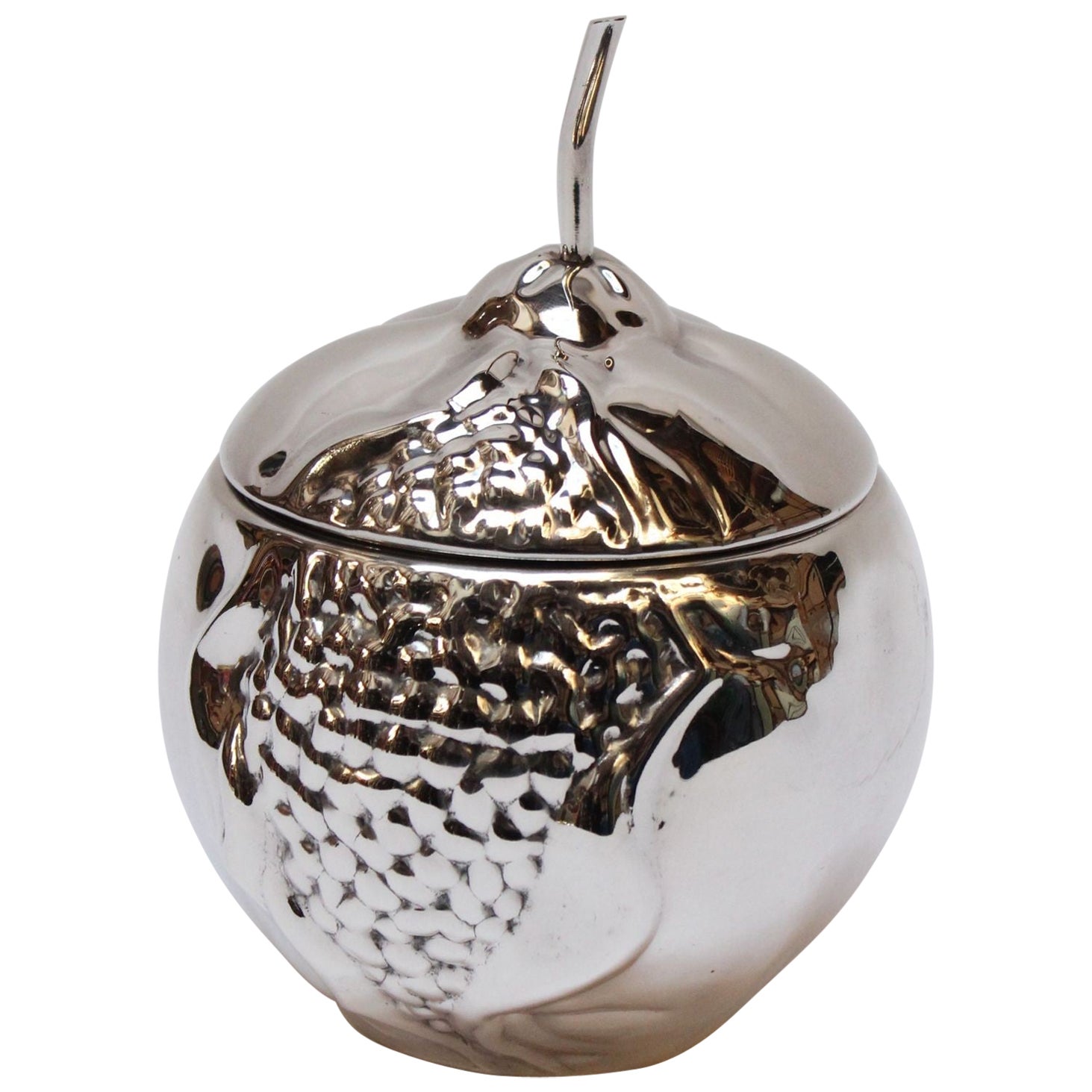 Italian Modernist Silver-Plated Insulated "Pomegranate" Ice Bucket by Teghini For Sale