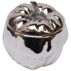 Vintage Italian Silver-Plated Insulated "Pumpkin" Ice Bucket by Teghini