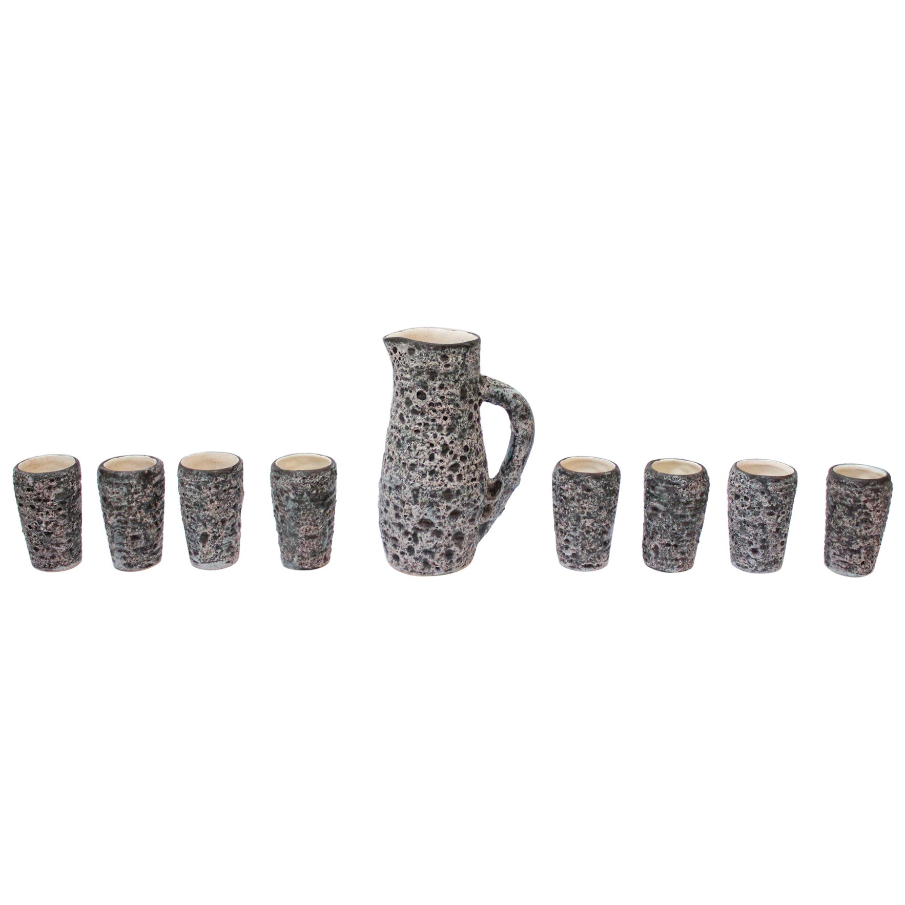 Franzsisches modernes Annecy Fat Lava-Glasur-Getrnke-Set aus Keramik