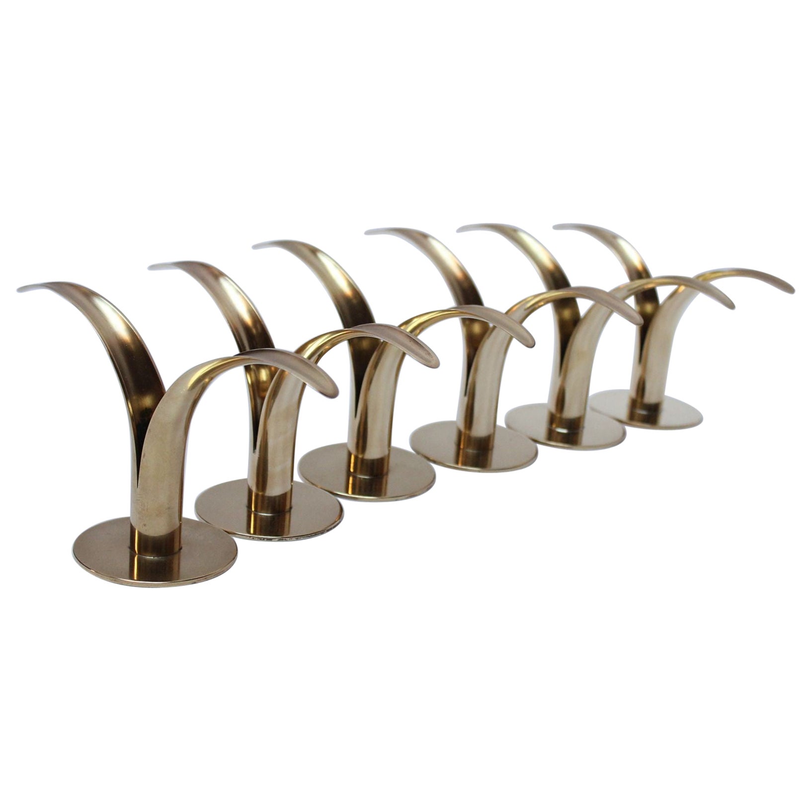 Set of Six Swedish Modern Brass 'Liljan' Candleholders by Ivar Ålenius Björk For Sale