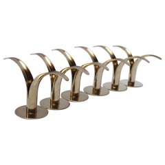 Set of Six Swedish Modern Brass 'Liljan' Candleholders by Ivar Ålenius Björk