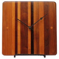 Mid-Century Modern Mixed Wood Wall Clock