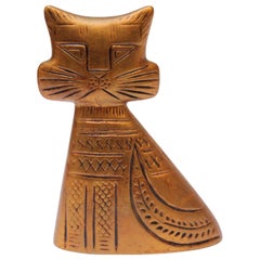 Mid-Century Modern Gilded Earthenware "Turnabout Cat" by Hedi Schoop