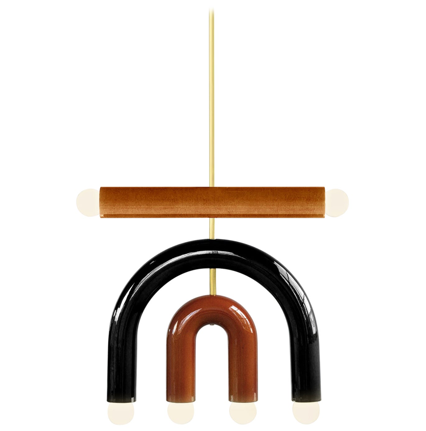 Ceramic Pendant Lamp TRN D1, Ochre, Black and Brown For Sale