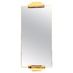 Vintage Art Deco Style Brass and glass Wall Mirror