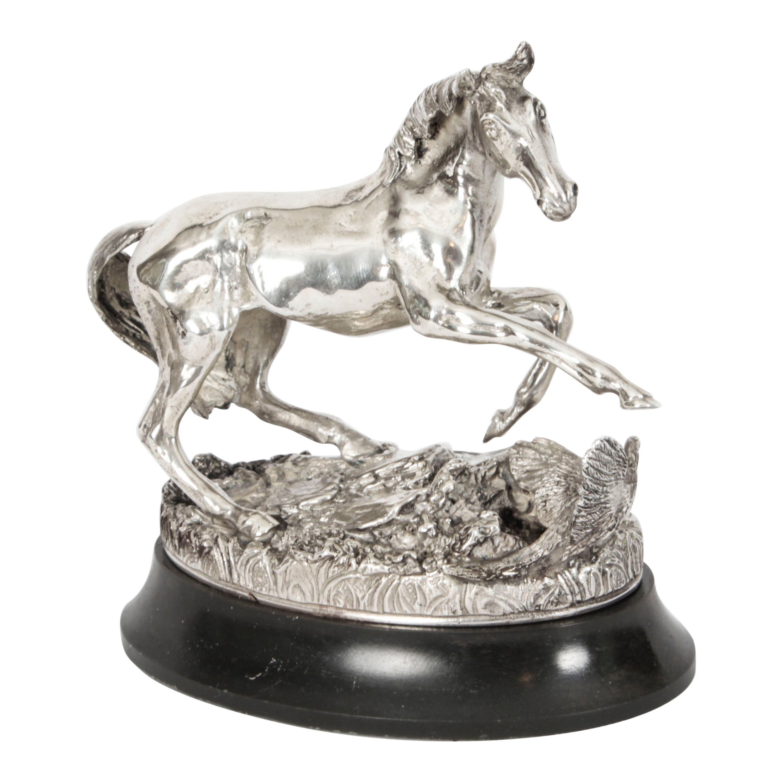 Vintage Elizabeth II Sterling Silver Figure of a Horse 1977 20th C For Sale