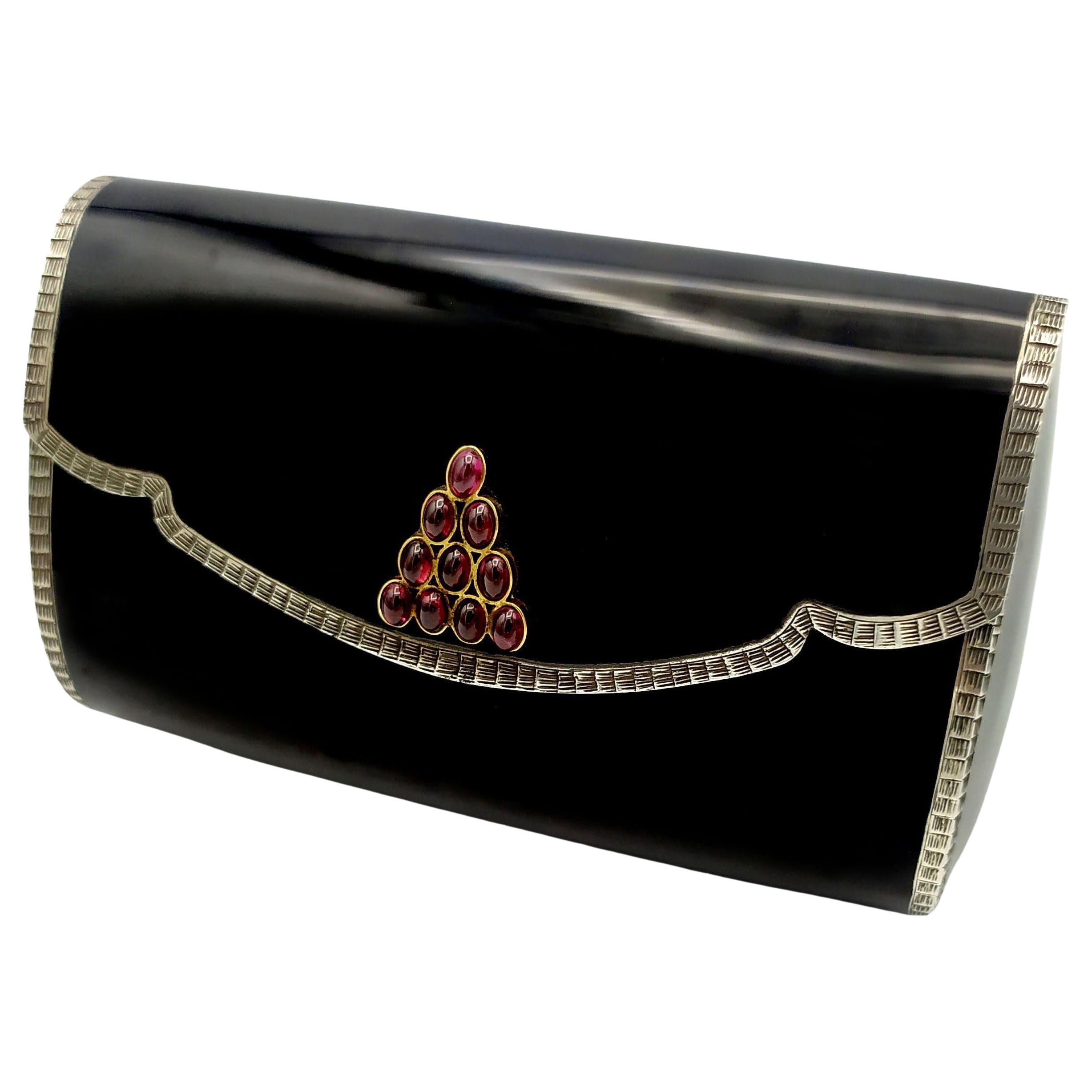 Bolsa de Noche Plata de Ley Forma de Sobre Esmalte Negro Cocido Salimbeni