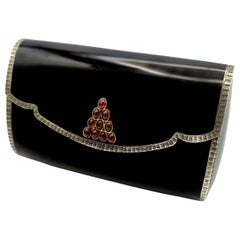 Evening Bag Sterling Silver Shape of an Envelope Black Fired Enamel Salimbeni