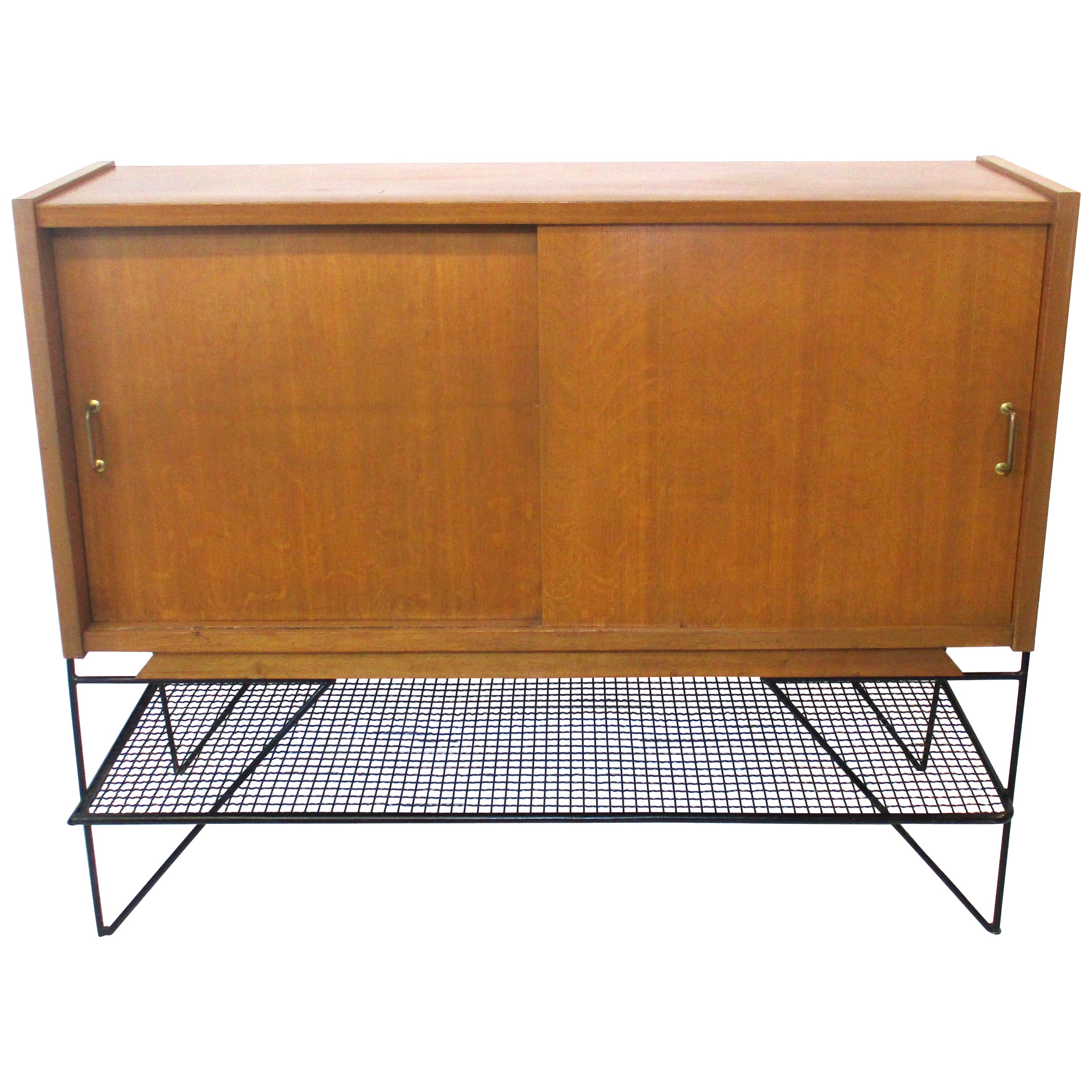 Mid Century French Oak / Iron Credenza Sideboard  For Sale
