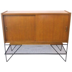 Mid Century French Oak / Iron Credenza Sideboard