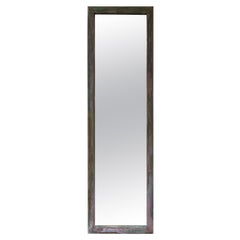 One of Kind Narrow Architectural Rectangular Brass Mirror