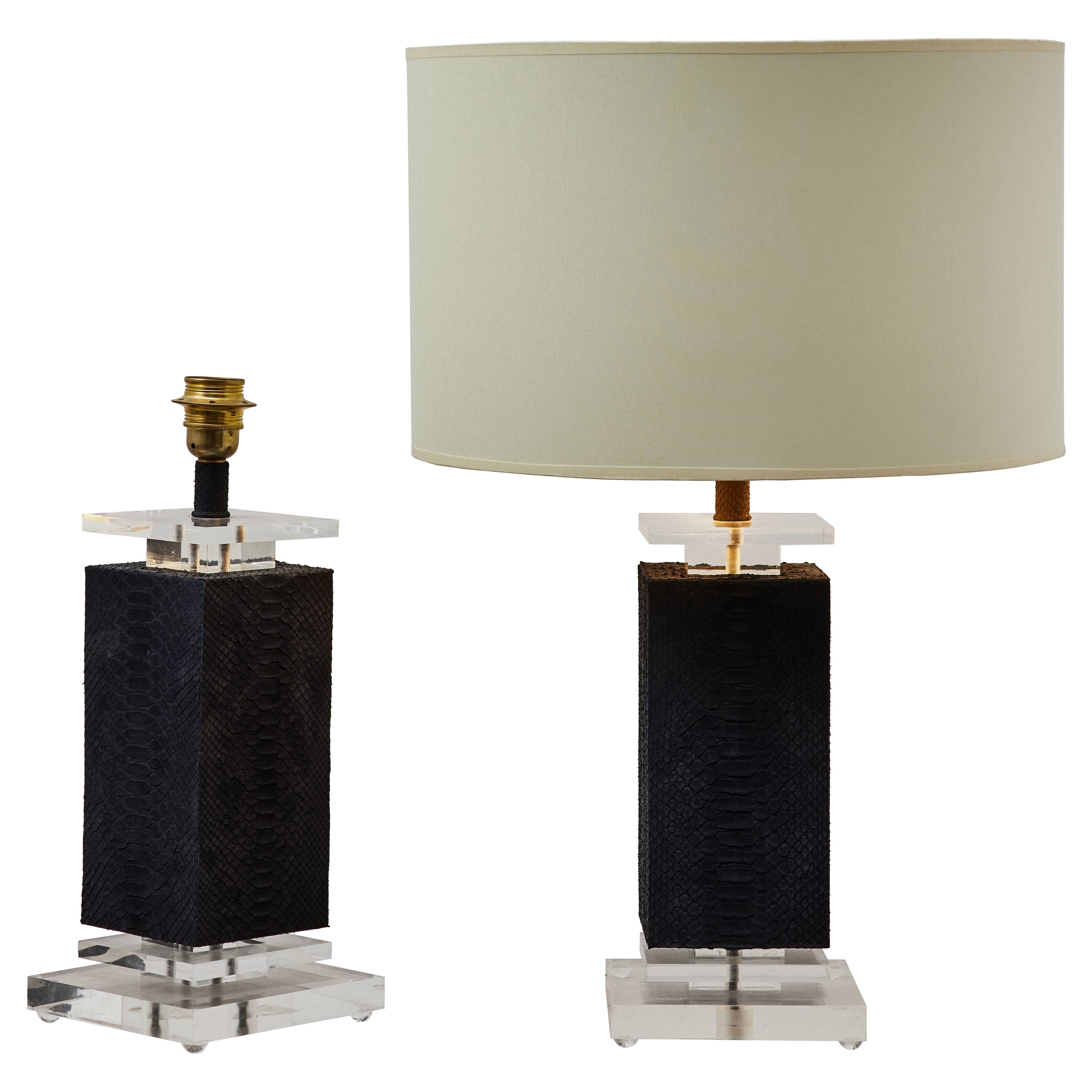 Vintage table lamps with snake skin At Cost Price For Sale