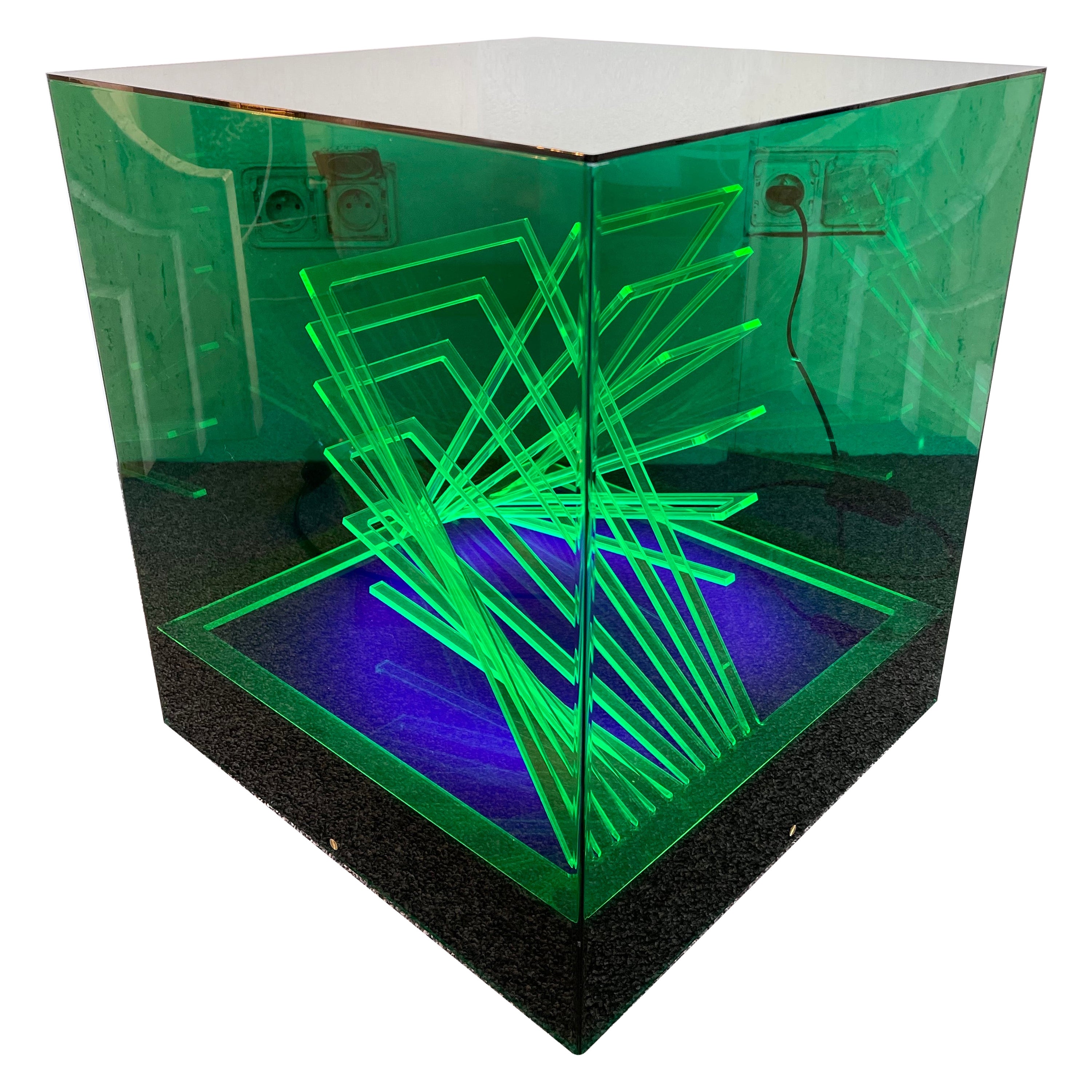 Lamp Sculpture Cinetic Cubo Di Teo Plexiglass by James Riviere, Italy, 1970s