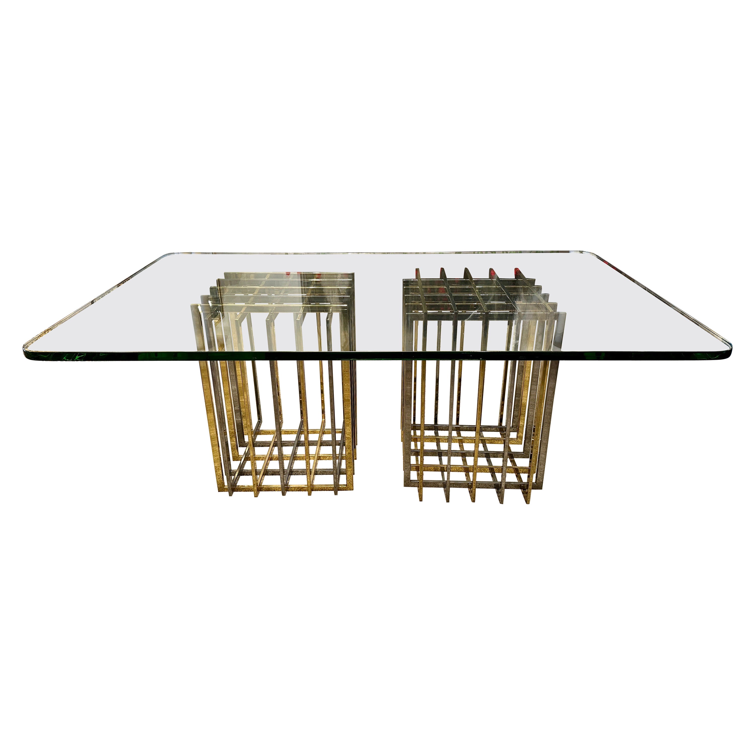 Pierre Cardin Cage Style Base Dining Table in Mixed-Metals