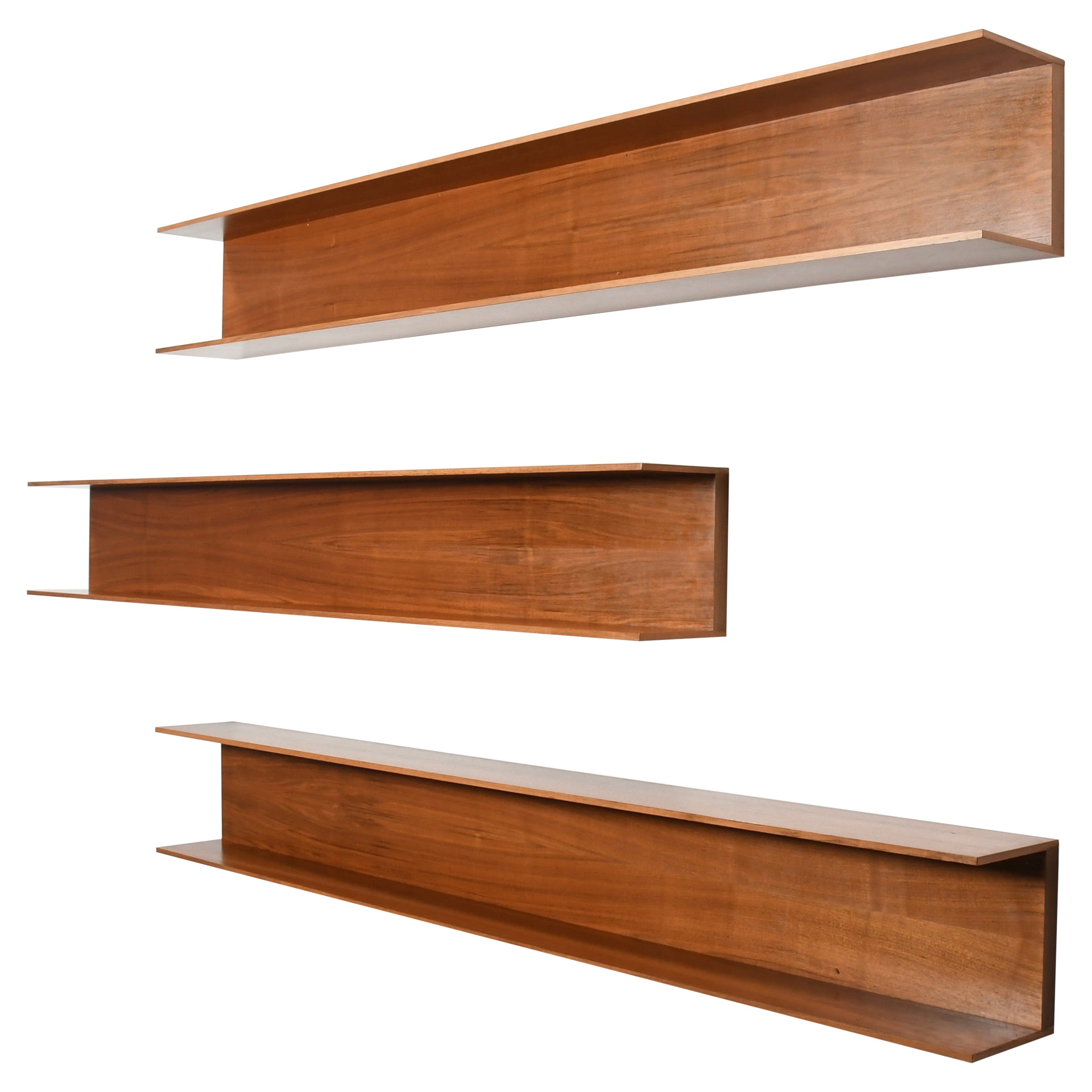 One of Three Large Teak Wall Shelves by Walter Wirz for Wilhelm Renz, 1960s