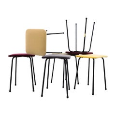 Kembo Dining Height Stools with New Velvet Upholstered Seats & Original Frames