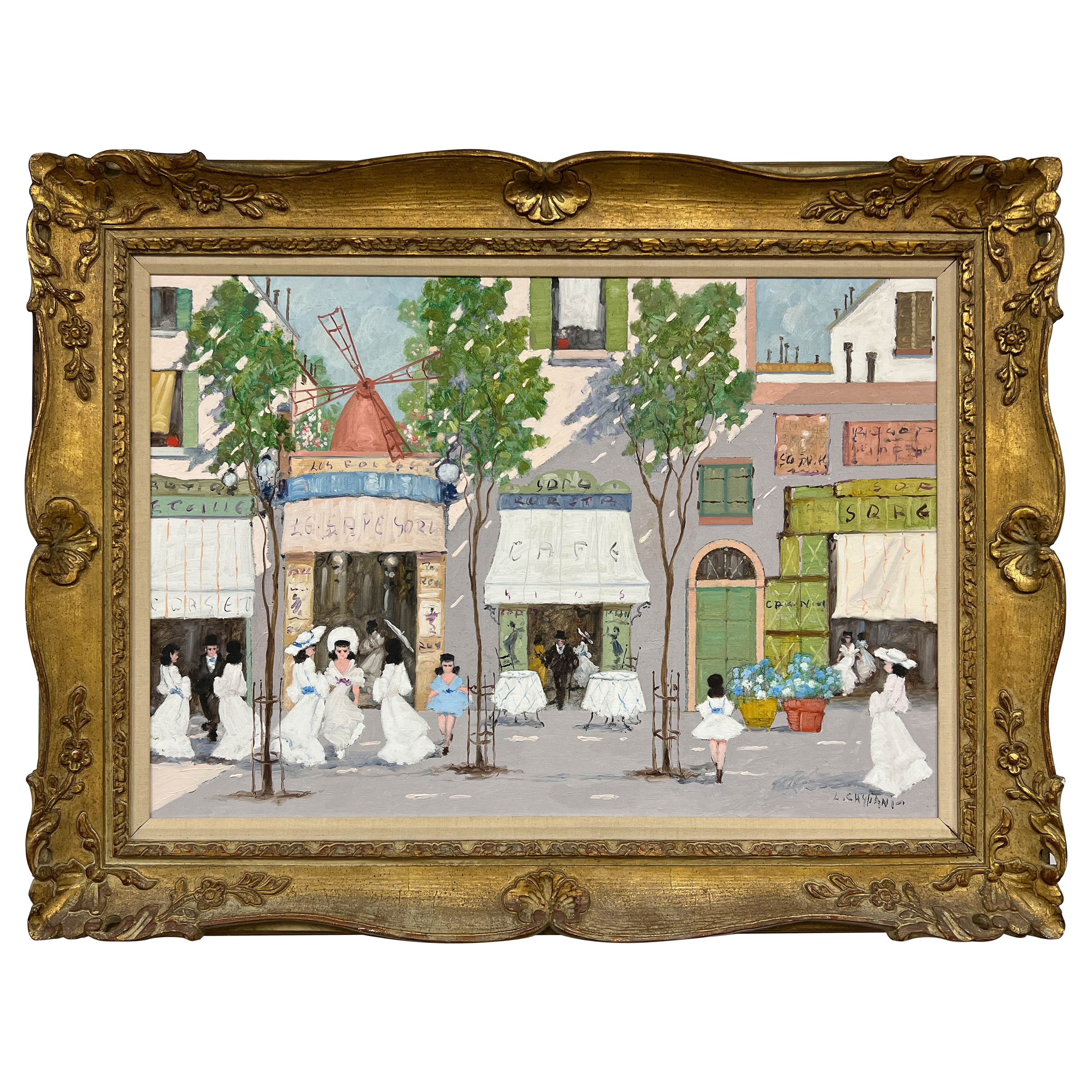 Luigi Cagliani (1910-1987), Oil on Canvas of a Parisian Street Scene For Sale