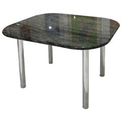 Used Absolutely Stunning Custom Post Modern Green Marble & Chrome Dining Table