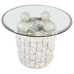 Postmodern Rnd Tessellated Mactan Stone Side Table 4 Sphere Style Maitland Smith