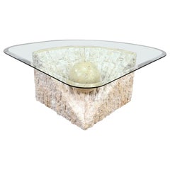 Retro Postmodern Triangular Tessellated Stone Coffee Table Sphere Style Maitland Smith