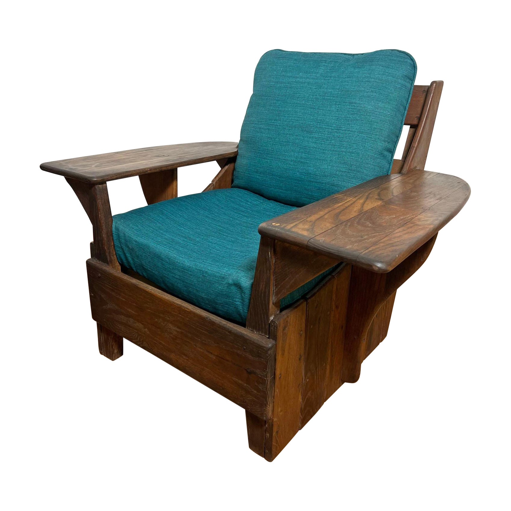 Hand Crafted Studio Made Paddle Arm Club Chair in Oak Circa Early 20th Century