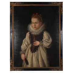 18th Century Oil on Canvas Portrait of a Girl