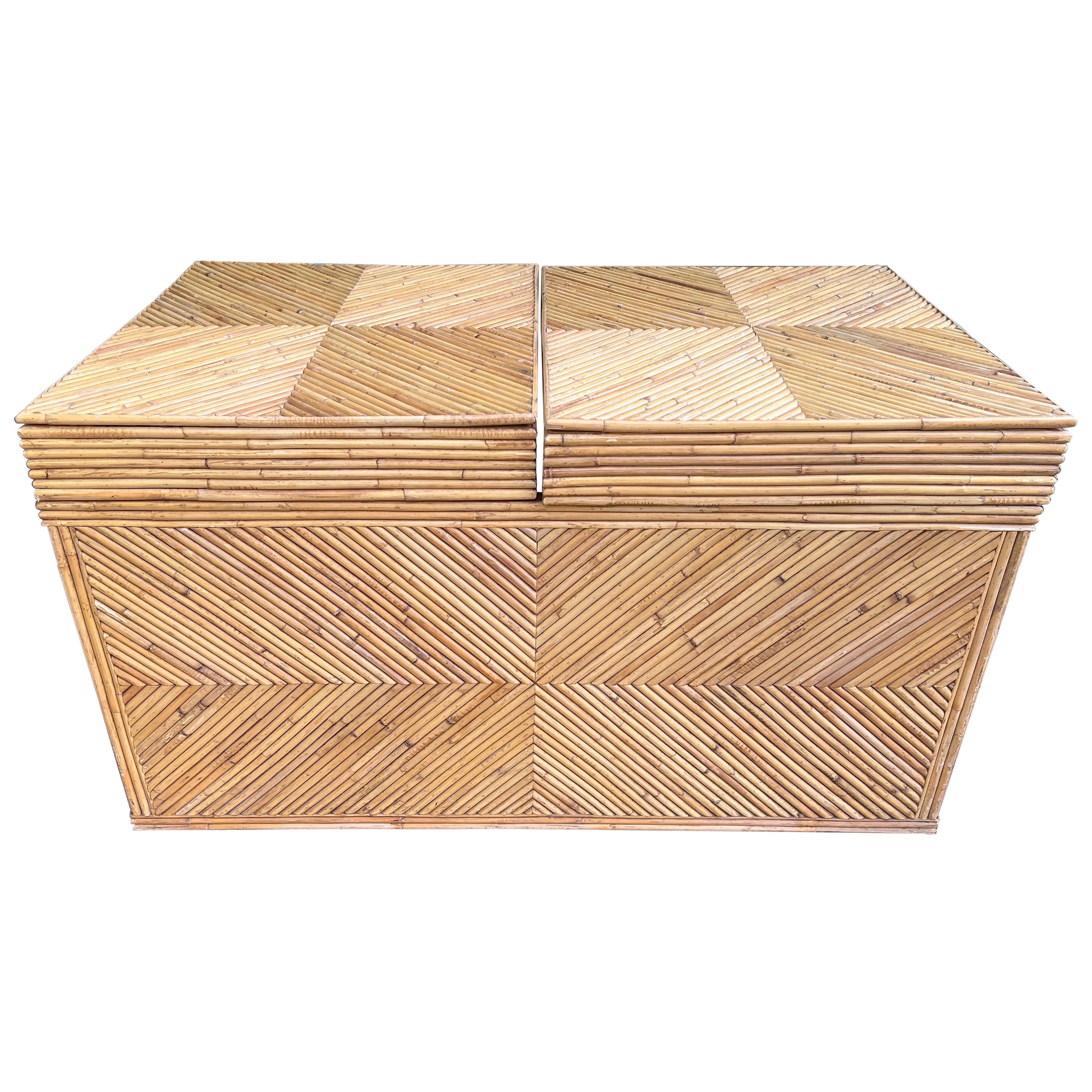 Vintage Bamboo Storage Chest For Sale
