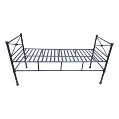 Retro Wrought Iron Bench or Settee in Silver Gray