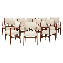 Gio Ponti for Cassina Rare Set of 12 Dining Chairs Model 110 in Ivory Bouclé