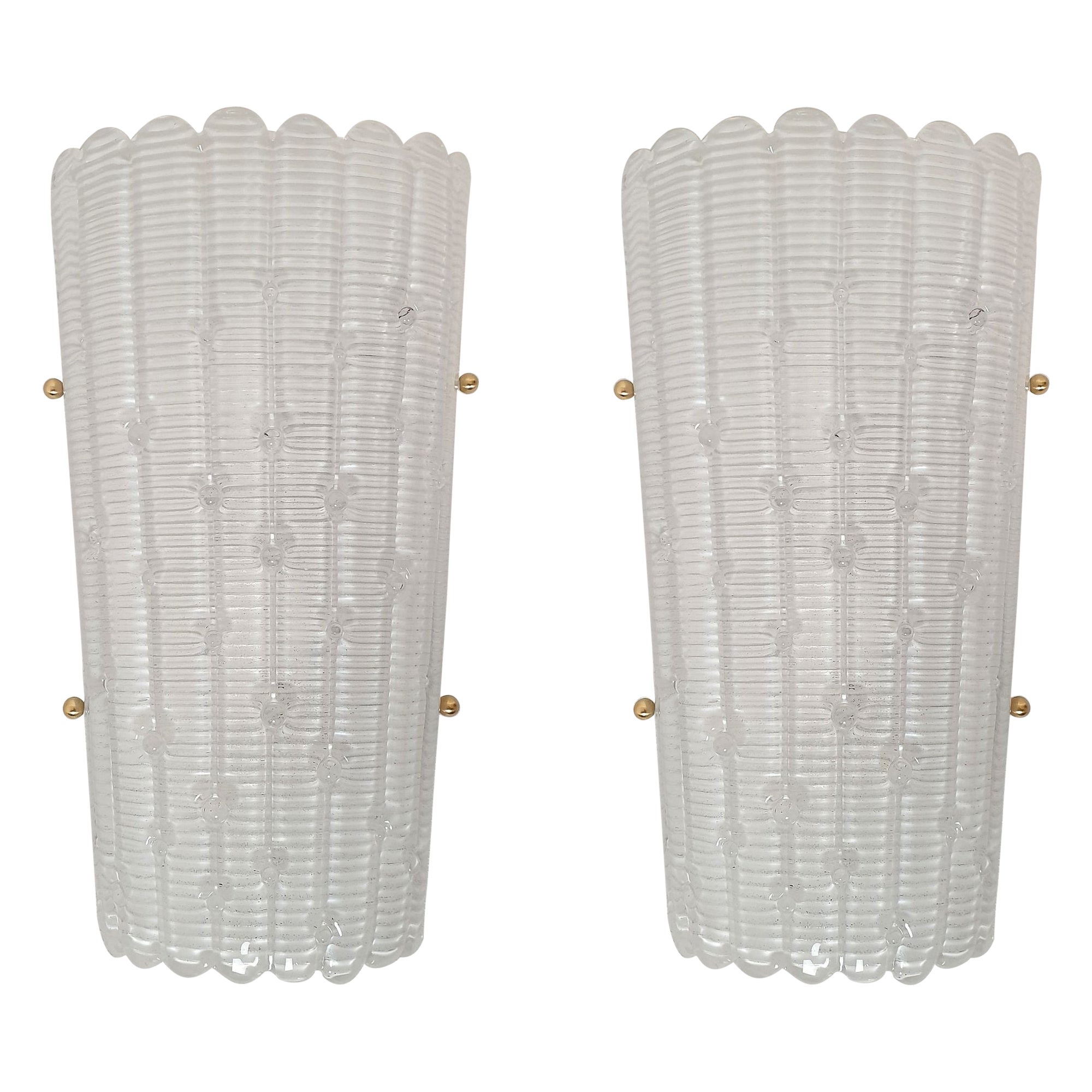 White Murano glass sconces, Italy - a pair
