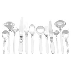 Retro Georg Jensen Danish Sterling Silver Canteen of Cutlery for Six Persons