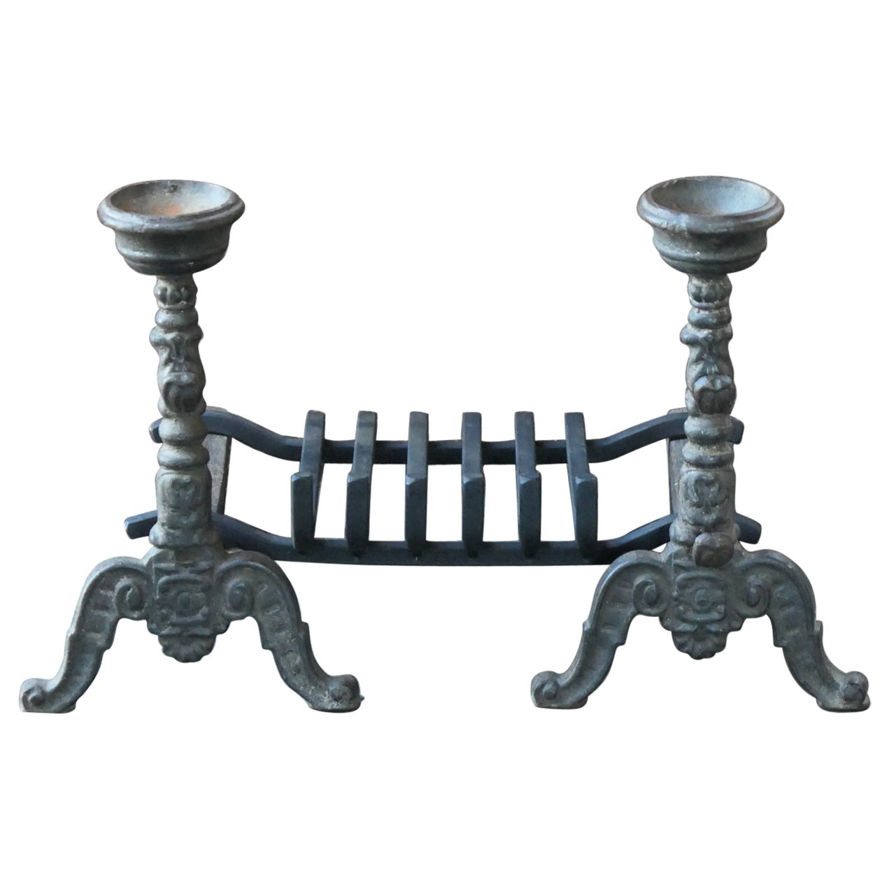 Antique French Napoleon III Fire Grate, Rejilla para Chimenea