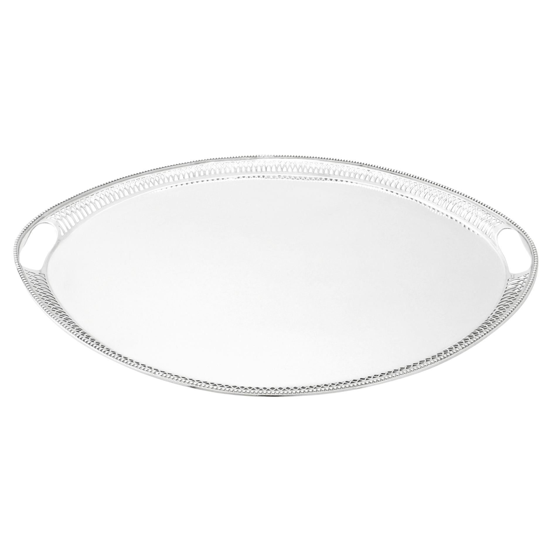 Bandeja de té inglesa de plata de ley gallonada