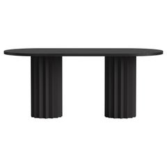 Contemporary Modern, Volume Wooden/Oak and Metal Column Oval Dining Table