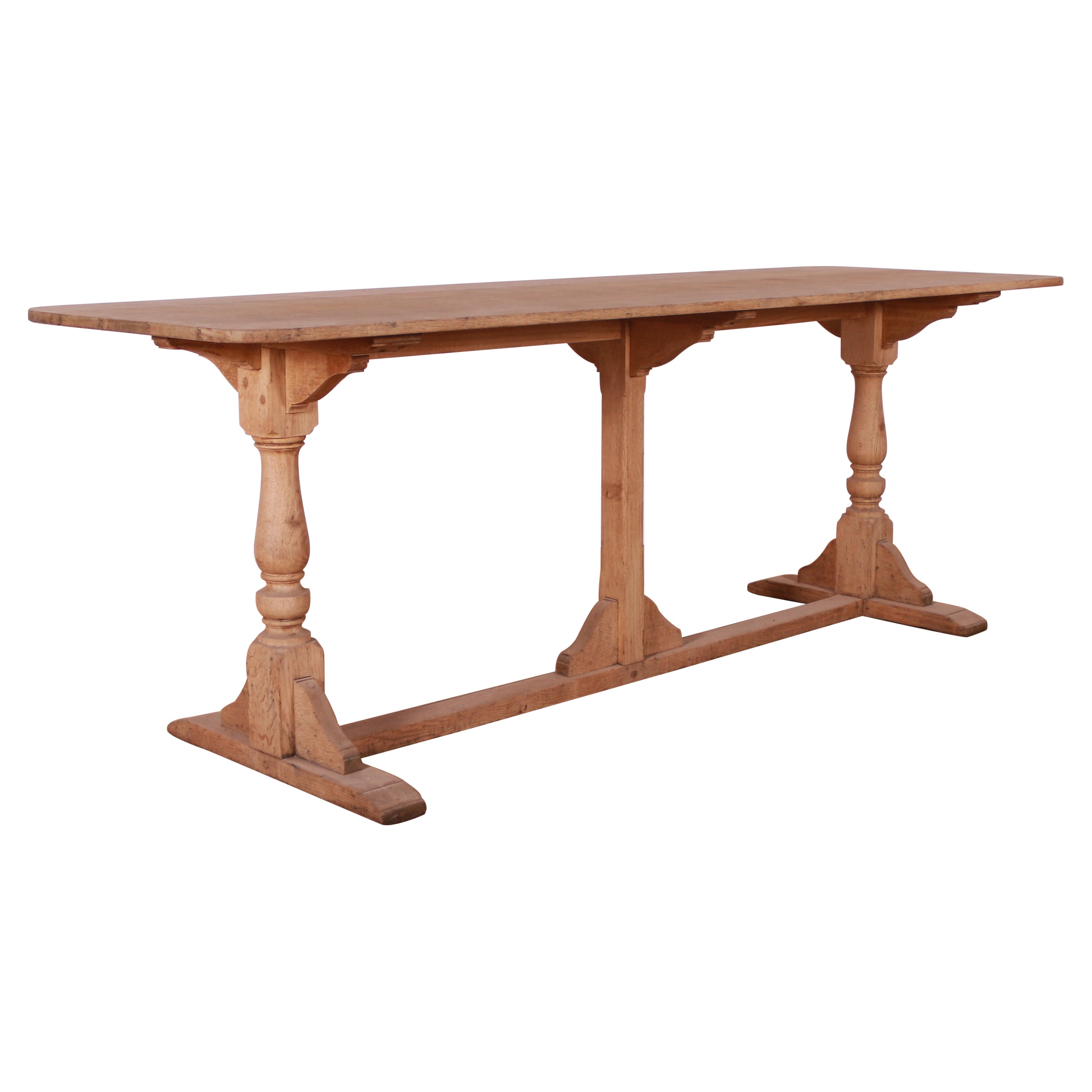 Bleached Oak Trestle Table For Sale