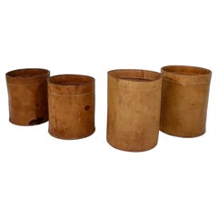 Set of Four Patinaed Leather Waste Paper Baskets Manufactured by Ørskov, 1960’s