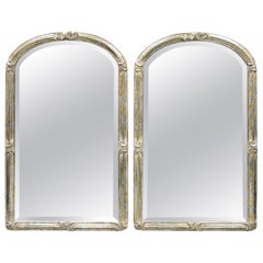 Vintage Labarge Silver Leaf French Louis XV Style Beveled Glass Mirror, a Pair